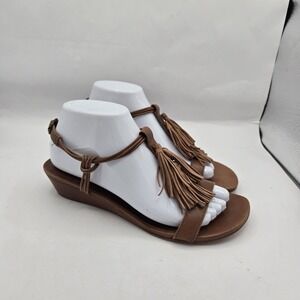 Bernardo Court Tassel Demi‎ Brown Wedge Sandals Size 8 M